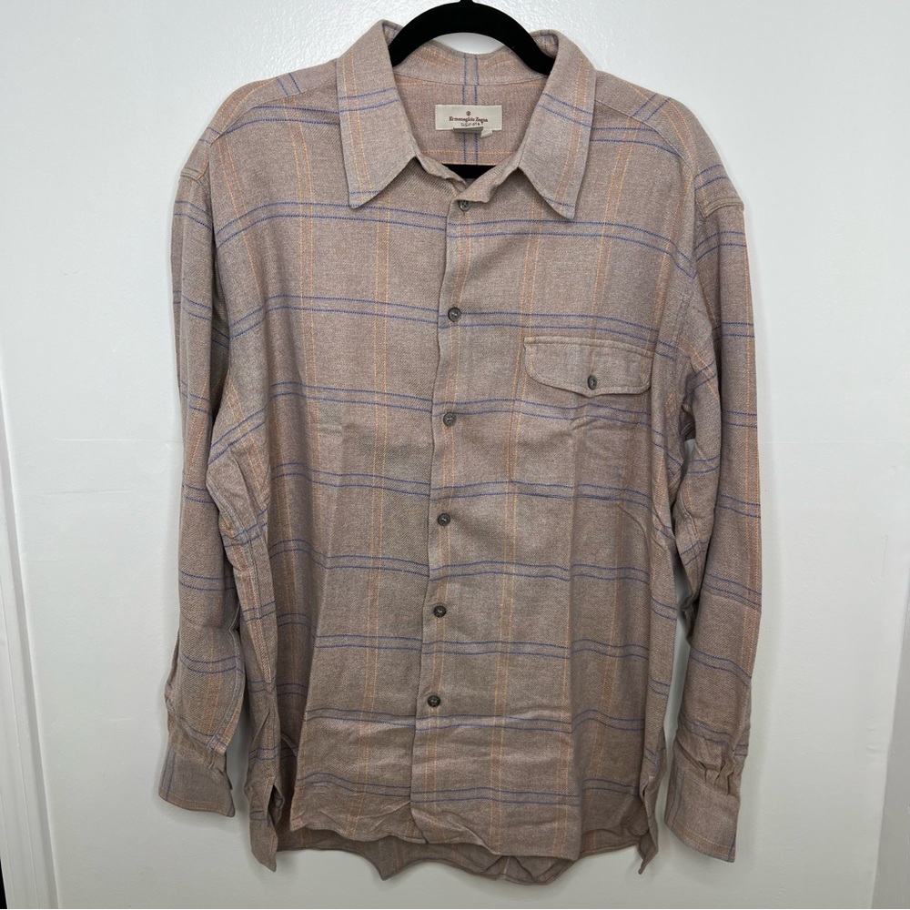 ERMENEGILDO ZEGNA Plaid Long Sleeve Button Down Shirt